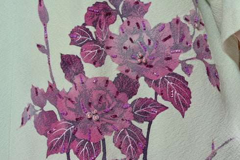Purple Flower and Feather Kimono